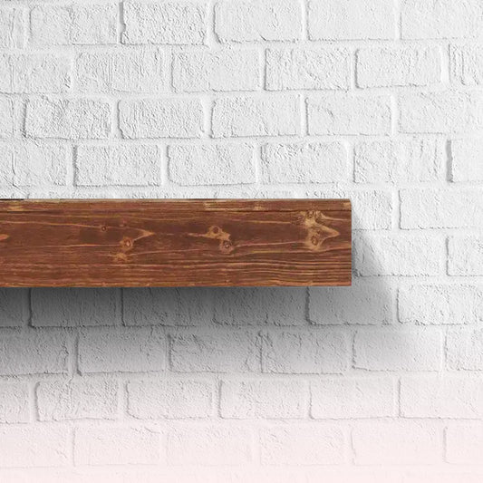 Natural Wood Fireplace Mantel | Floating Mantelpiece